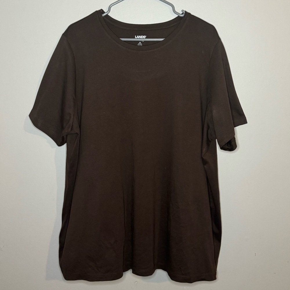 Lands' End Women's Dark Brown Short Sleeve Tee
